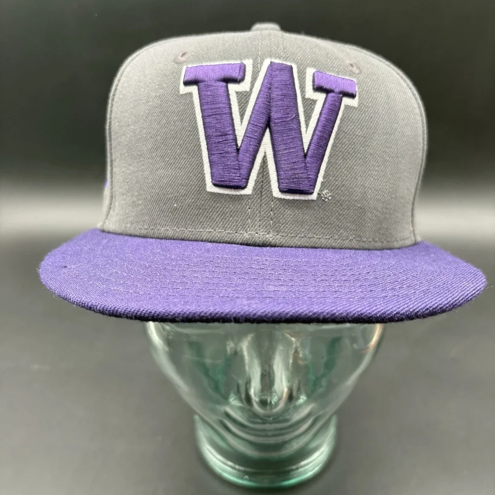 Washington Huskies New Era‎ 59FIFTY Fitted Hat Gray Purple Size 7 1/4 Huskies